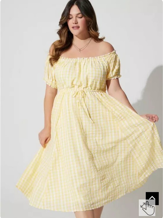 torrid Dresses & Skirts - torrid Yellow Gingham Off-Shoulder Midi Dress